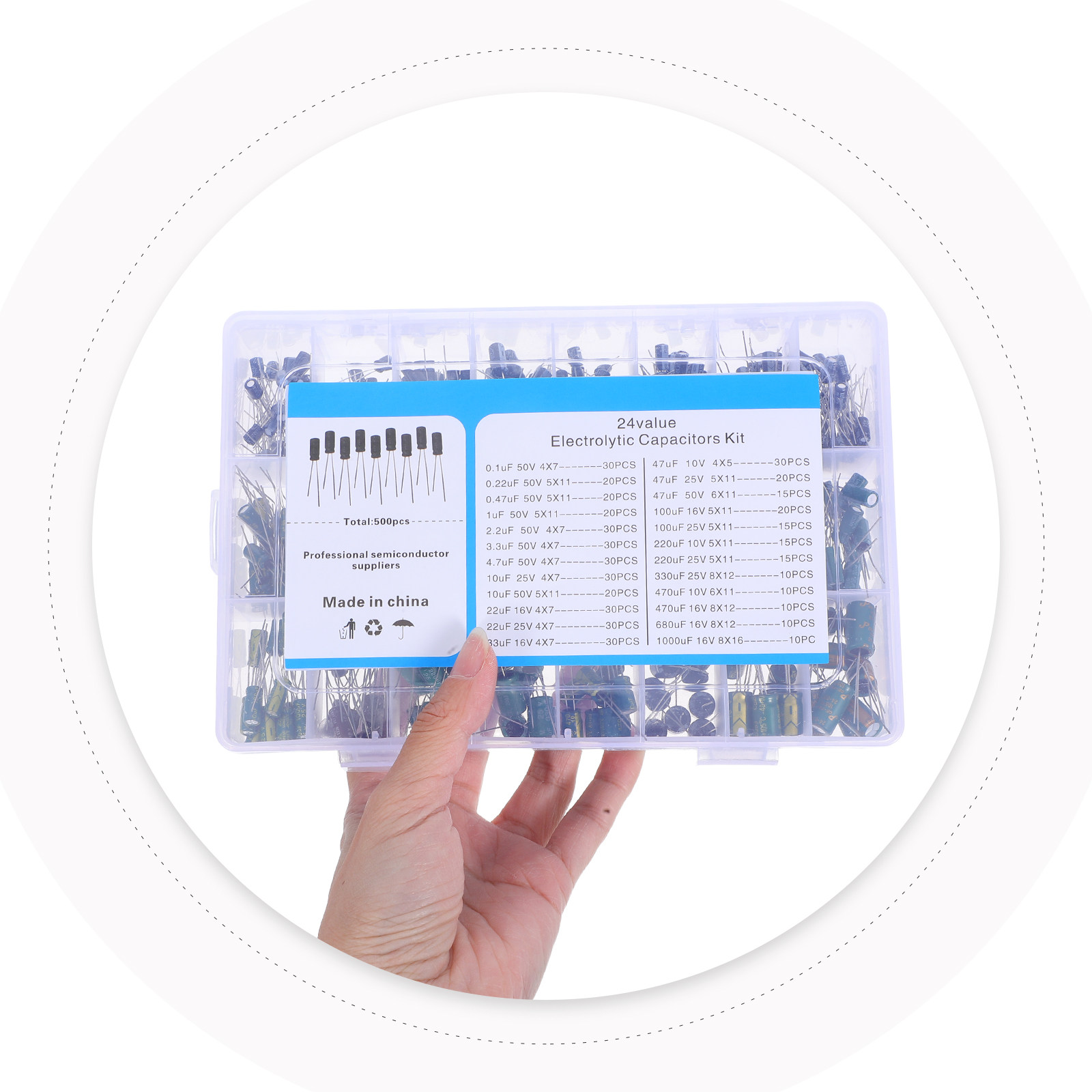 Diy In Electronics - 500Pcs Electrolytic Capacitor Assortment Kit Aluminum