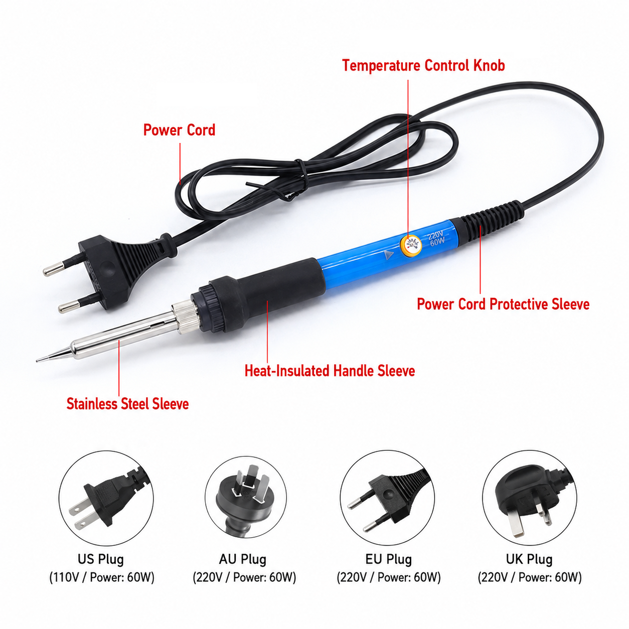 60W Adjustable Temp Soldering  - Diy Electronics Flux reseña y precio