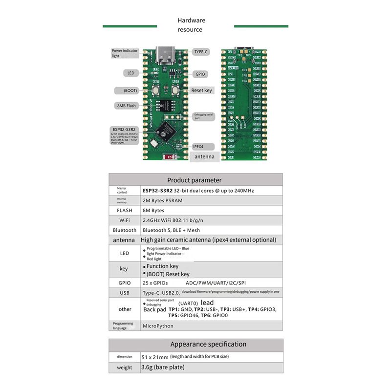 AED7-For Walnut Pi Picow Espre - Esp32 Wifi Bluetooth reseña y precio