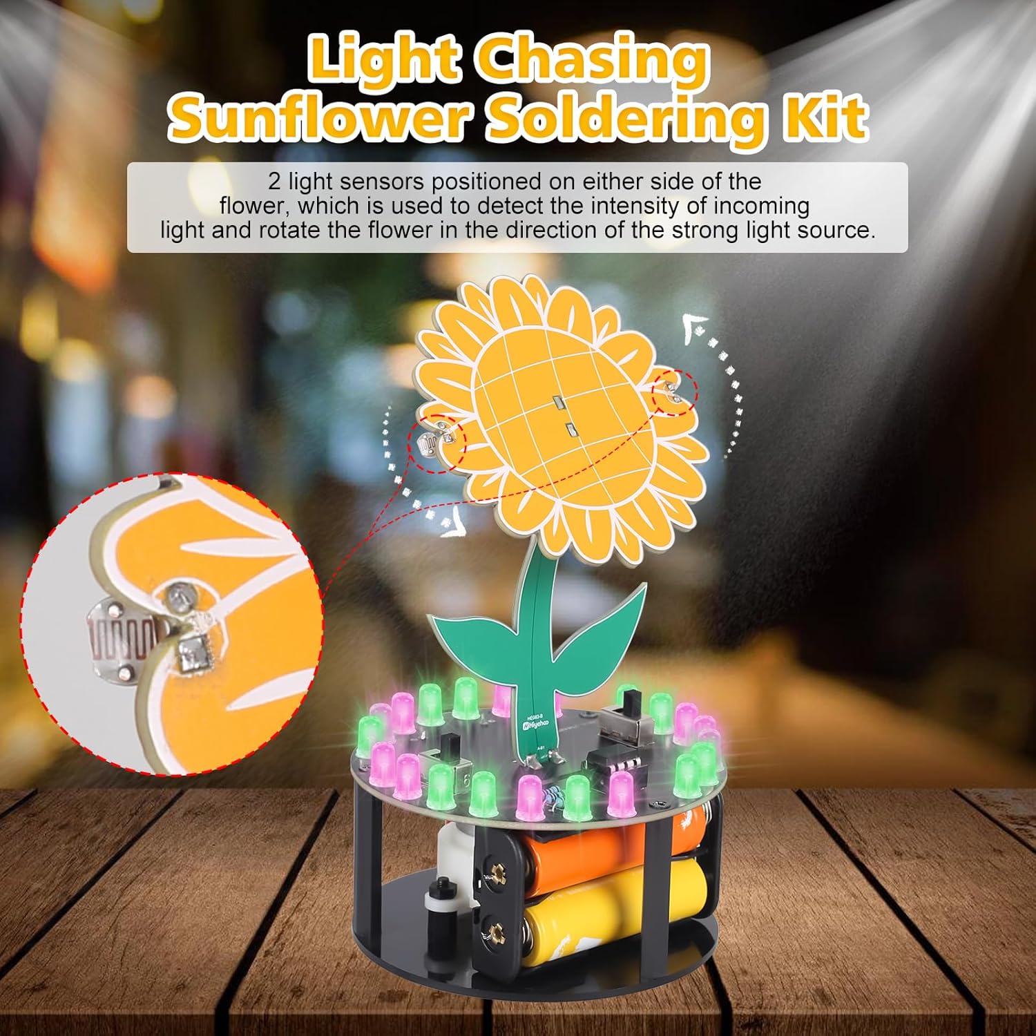 Light Chasing Sunflower Solder - Diy Electronics Gift Ideas reseña y precio