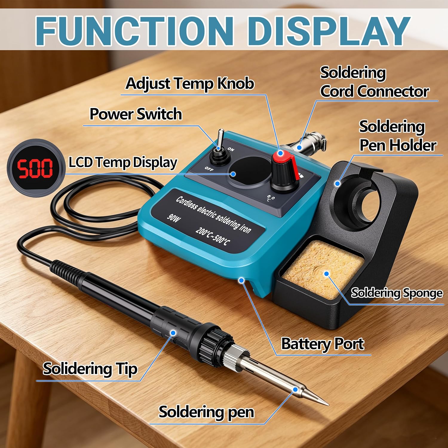 90W LED Digital Cordless Solde - Diy Electronics Tools reseña y precio