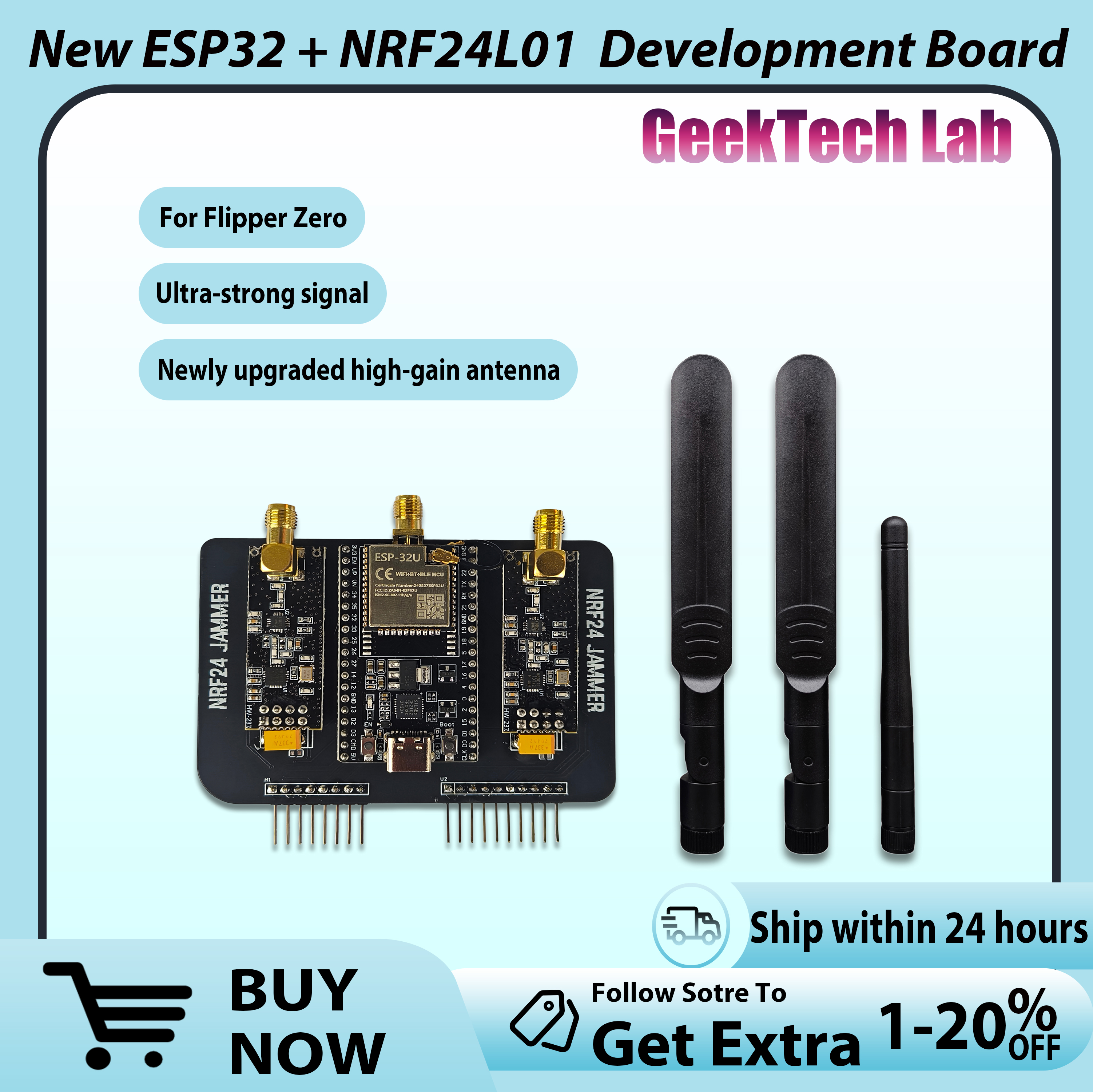New ESP32 + NRF24L01 PA LNA 2. - Esp32 Wifi Bluetooth reseña y precio