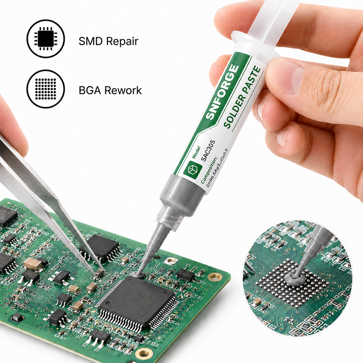 SAC305 Solder Paste Welding Ti - Diy Electronics Flux reseña y precio